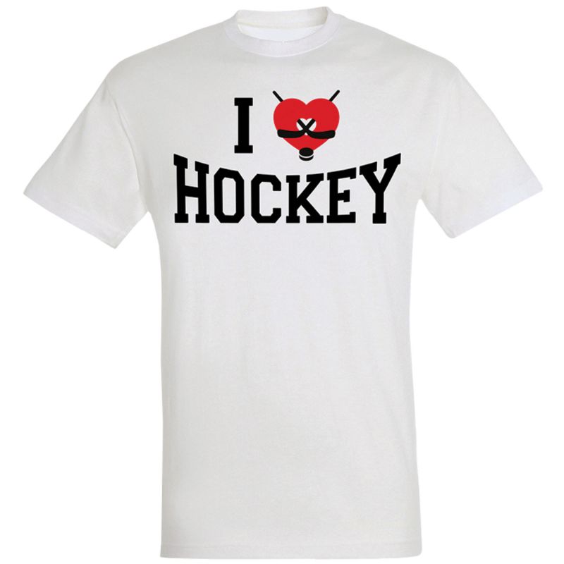 T shirt I Love Hockey BLANC