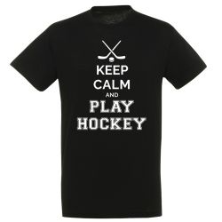 T shirt Keep Calm   Play Hockey NOIR