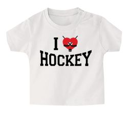 T shirt Bebe I Love Hockey BLANC